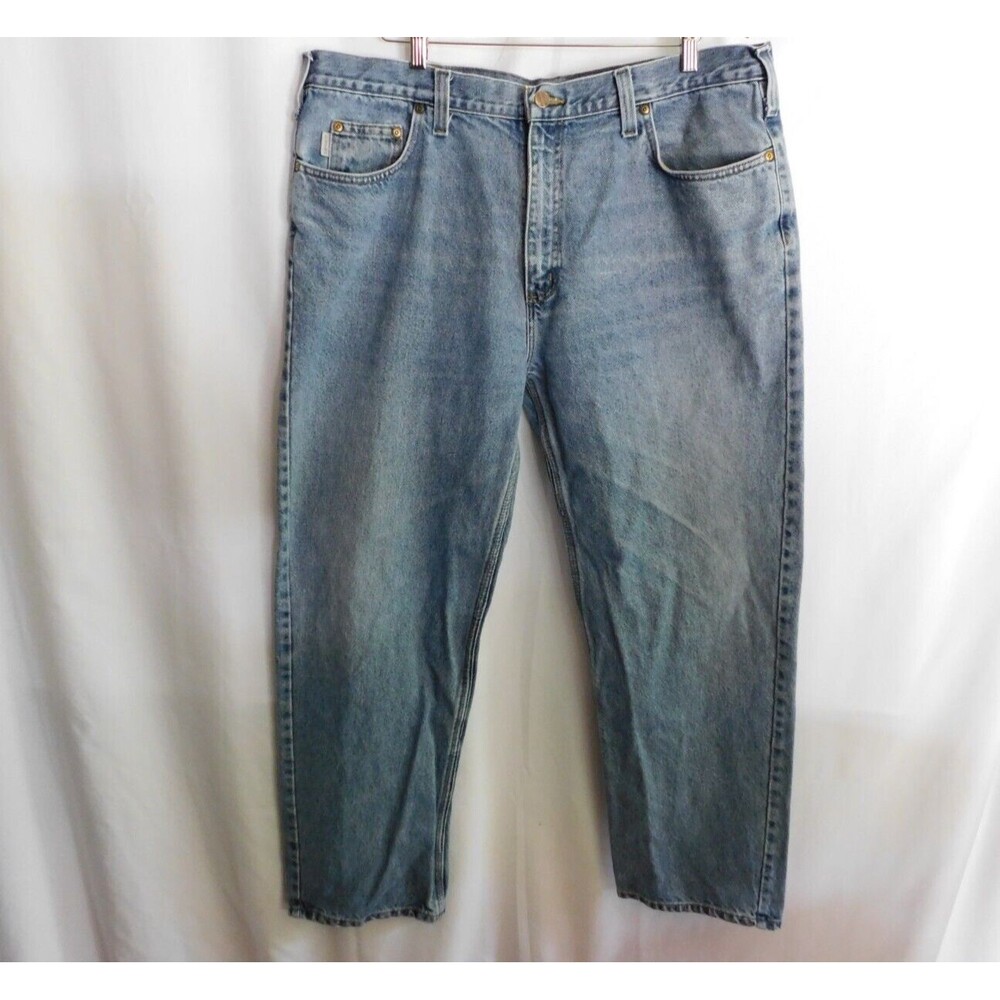 Carhartt Jeans Men's Zipper Fly Blue Denim Jeans Style B460 Size 42 x 32